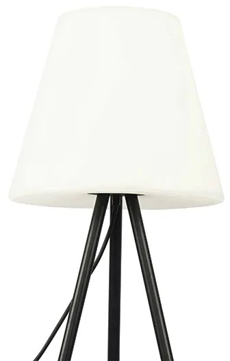 Candeeiro de pé moderno para exterior preto com abajur branco IP65 - Virginia Design