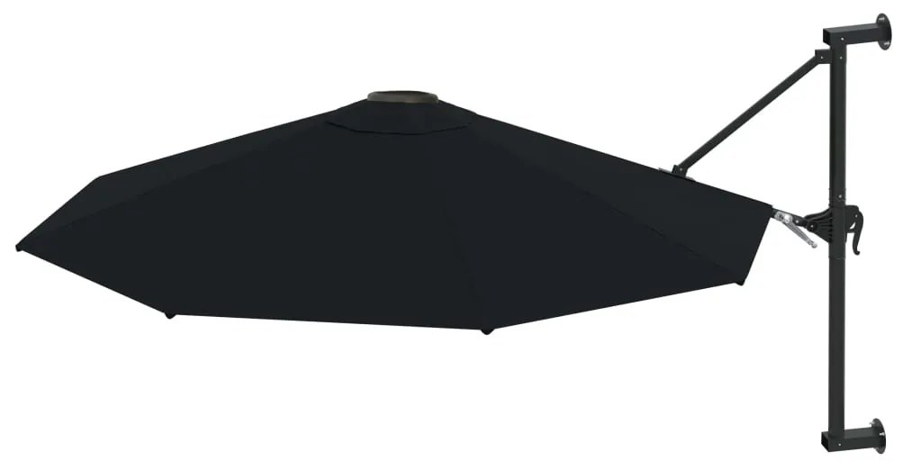 Guarda-sol de montar na parede com mastro metálico 300 cm preto