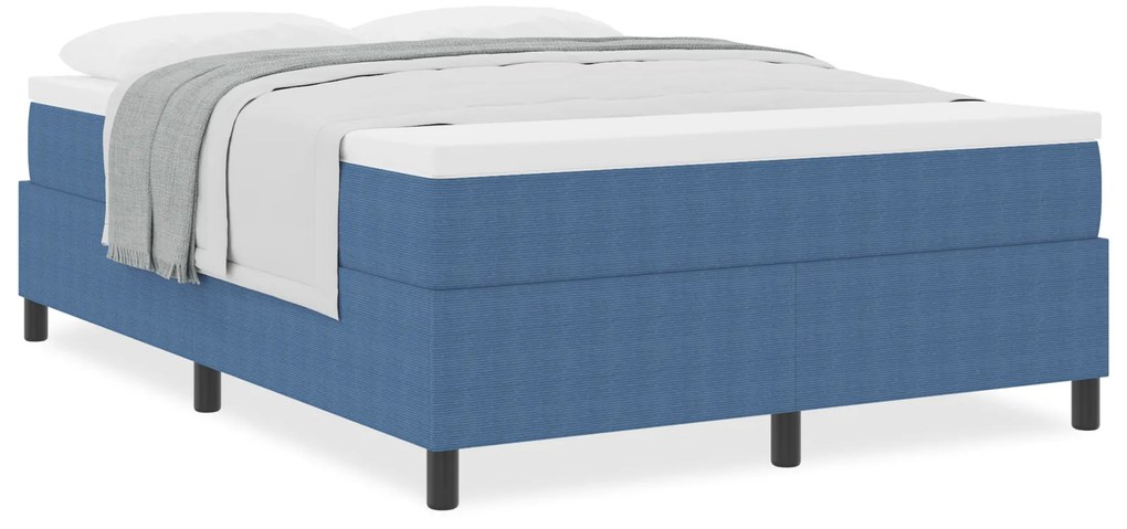 Cama Box com Colchão Azul 140x200 cm Tecido de Veludo