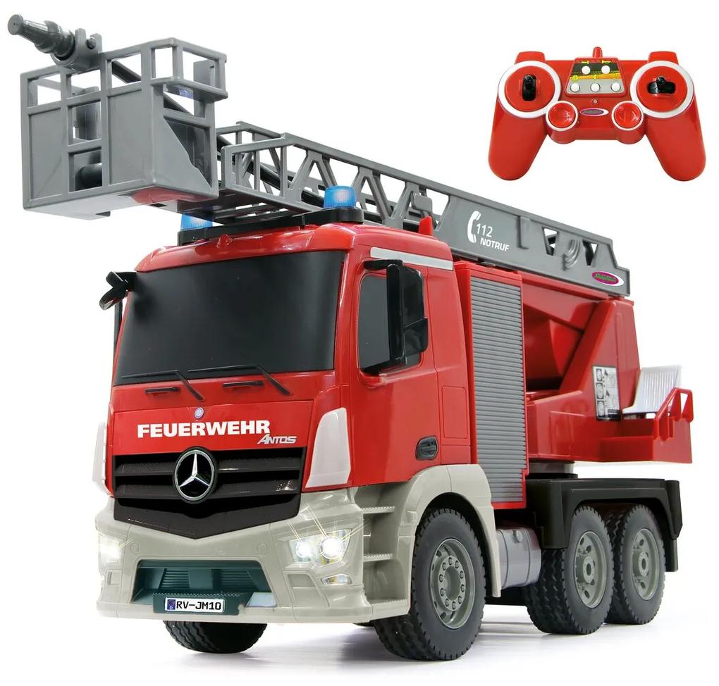 Camião bombeiros com escada giratória Telecomandado Mercedes-Benz Antos 1:20 2,4GHz com função pulverização água