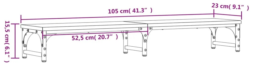 Suporte monitor 105x23x15,5 cm deriv. madeira carvalho castanho