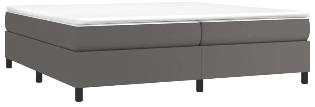 Cama com molas/colchão 200x200 cm couro artificial cinzento