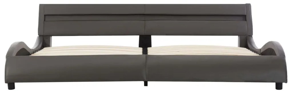 Estrutura de cama c/ LEDs 180x200 cm couro artificial cinzento