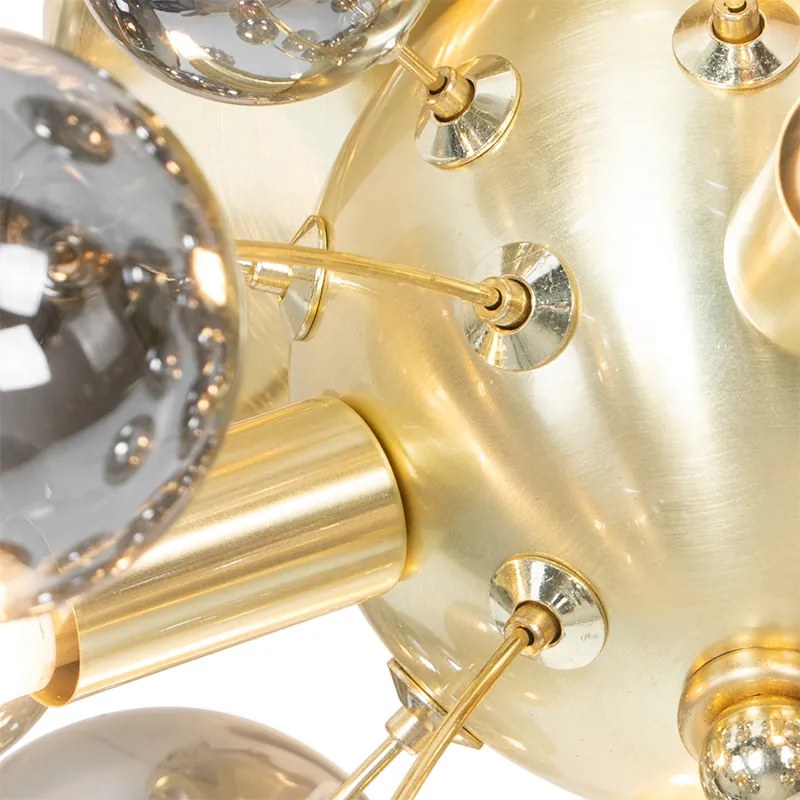 Candeeiro de teto design latão com vidro fumê 4 luzes - Explode