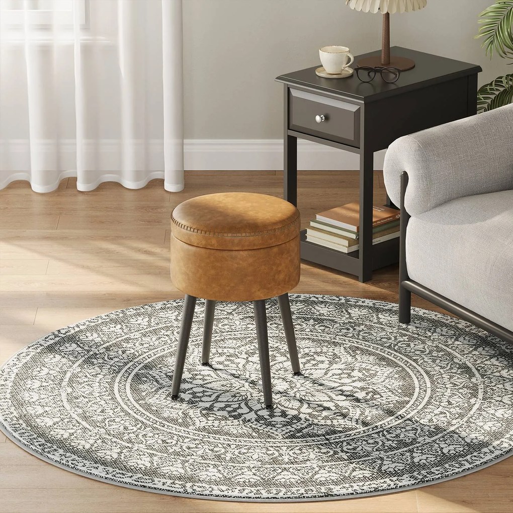 Banco com espaço de arrumação, banco toucador, pufe 44,4 cm de altura Castanho Caramelo