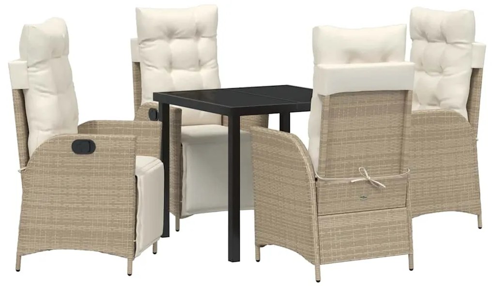 Conjunto de Jantar para Jardim de 5 Peças em Rattan Sintético Bege