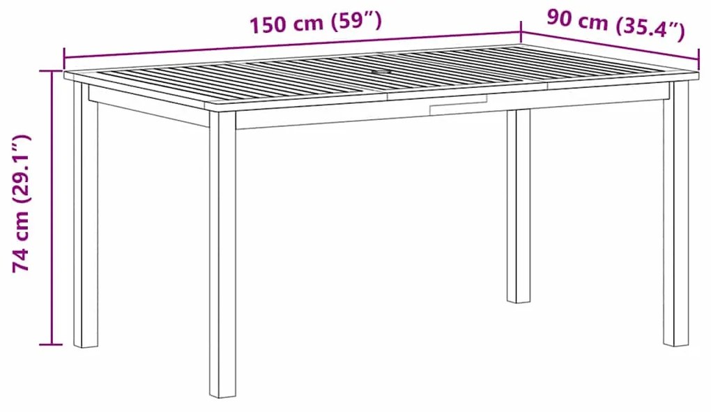 Conjunto de Jantar de Jardim 7 pcs Preto 150 x 90 x 74 cm