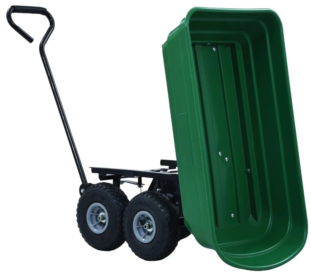 Carrinho de mão basculante para jardim 300 kg 75 L verde
