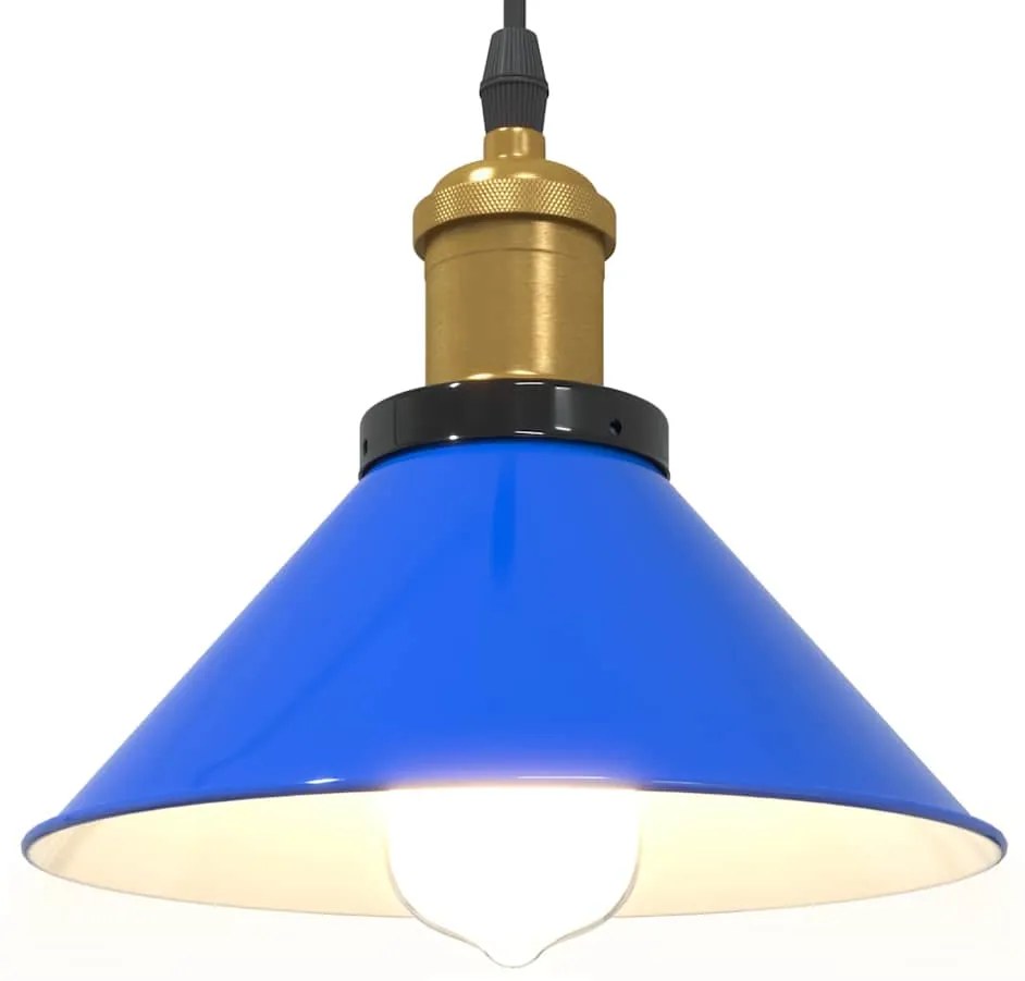 Candeeiro suspenso regulável altura E27 azul escuro Ø22cm