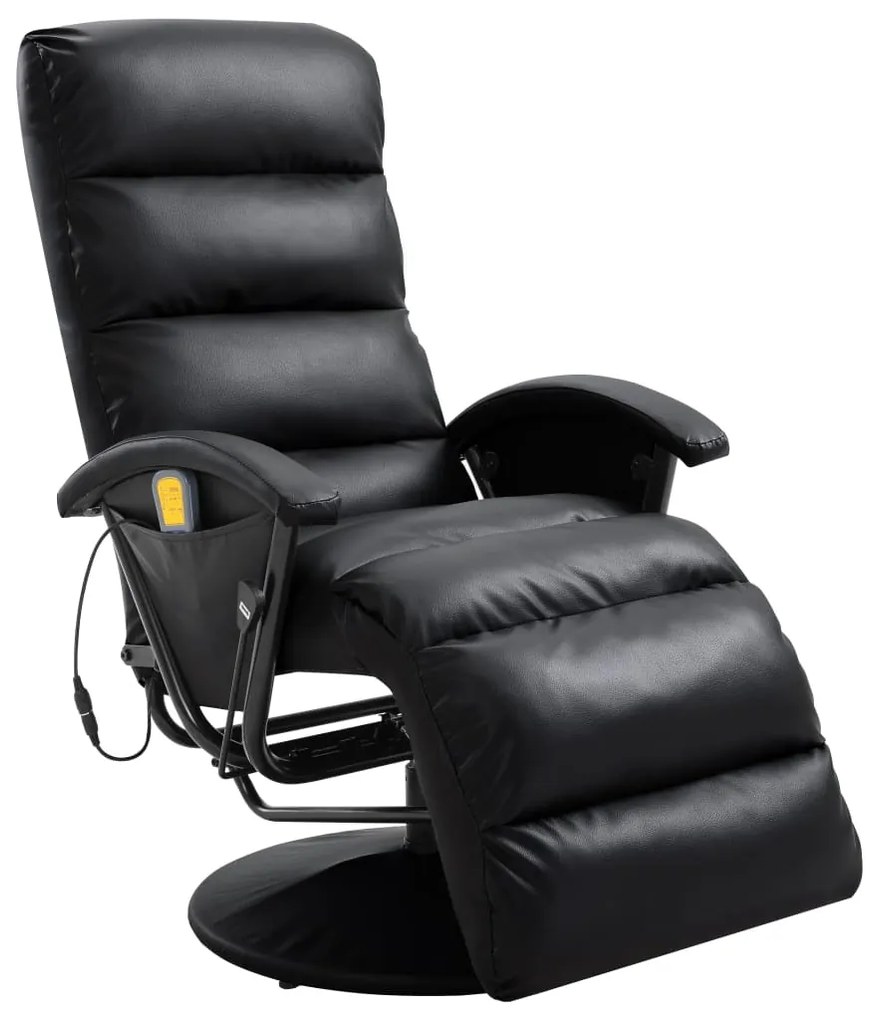 vidaXL Cadeira de massagens reclinável em couro artificial preto