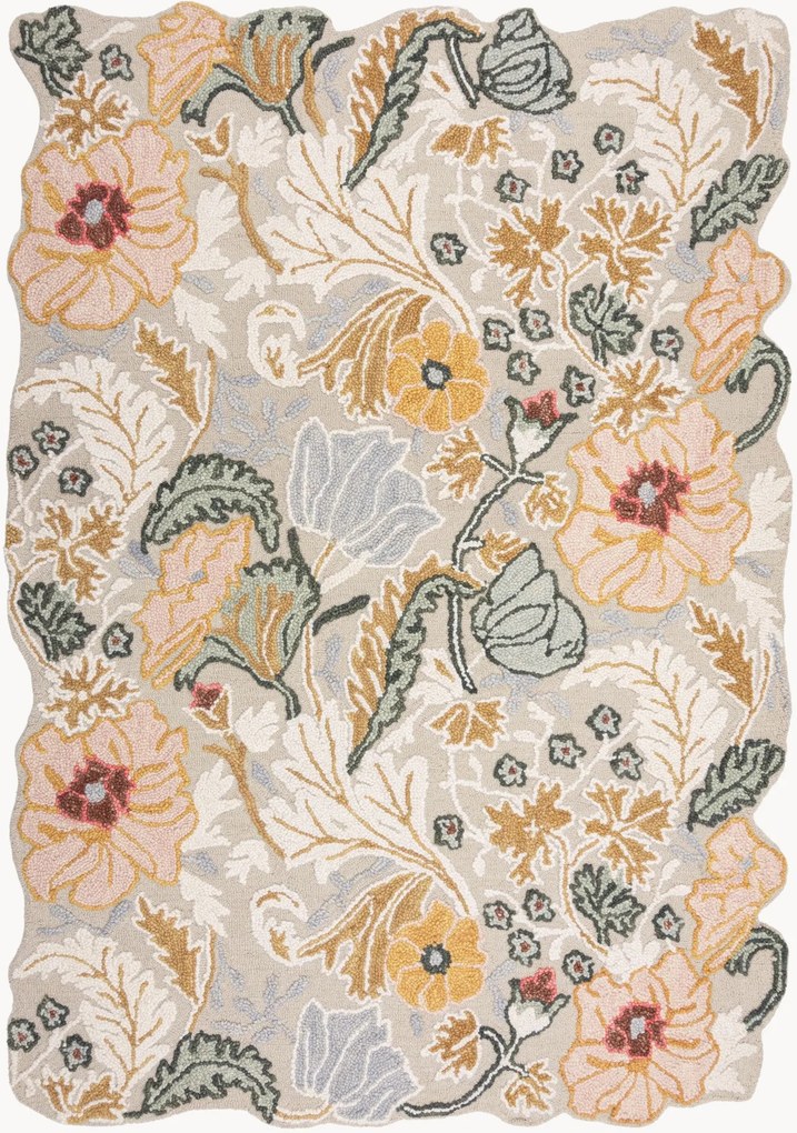 Tapete de lã tufado à mão com relevo Daphne Shaped Floral
