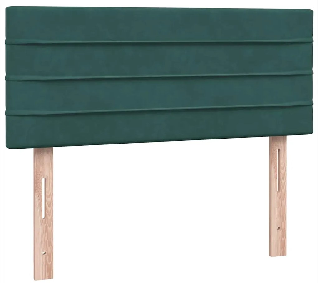 Cama boxspring com colchão 120x210 cm veludo verde-escuro