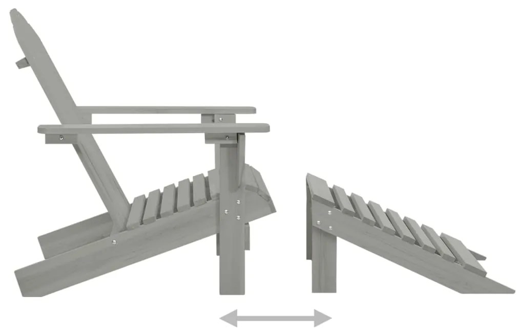 Cadeira de jardim Adirondack c/ otomano e mesa abeto cinzento
