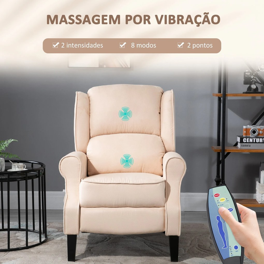 Poltrona de Massagem Poltrona Relax Reclinável com Controlo Remoto 2 Á