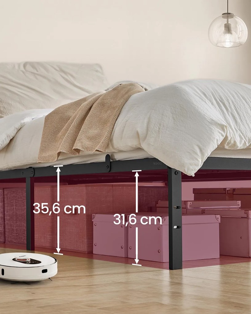 Estrutura de cama de casal em metal 160 x 200 cm moderna preto