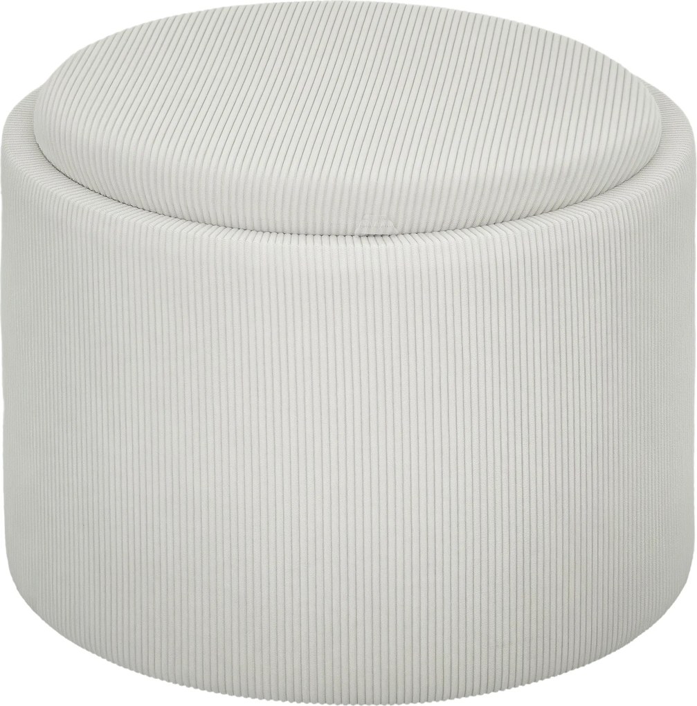 HOMCOM Puff de armazenamento com compartimento, redondo, apoio para os pés, tecido cotelê, MDF, Creme branco | Aosom Portugal