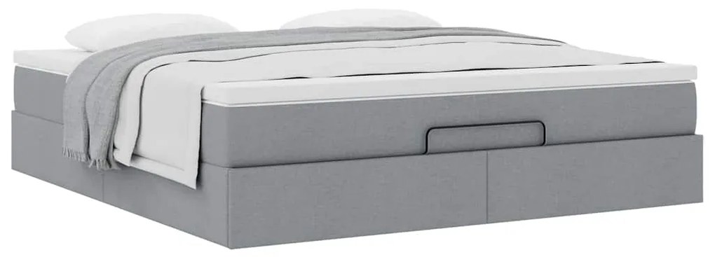 Estrutura cama otomana colchão 160x200 cm tecido cinzento claro