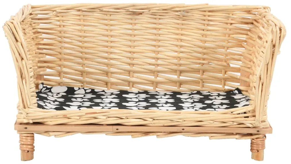 Cesto para cães com almofadão 50x33x30 cm salgueiro genuíno