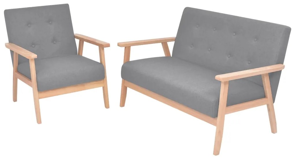 275176 vidaXL Conjunto de sofás 2 pcs tecido cinzento claro