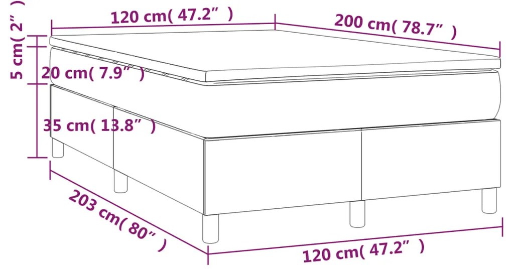 Cama boxspring com colchão 120x200 cm veludo preto