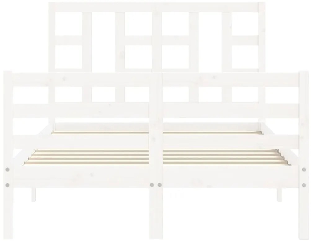 Estrutura de cama de casal c/ cabeceira madeira maciça branco