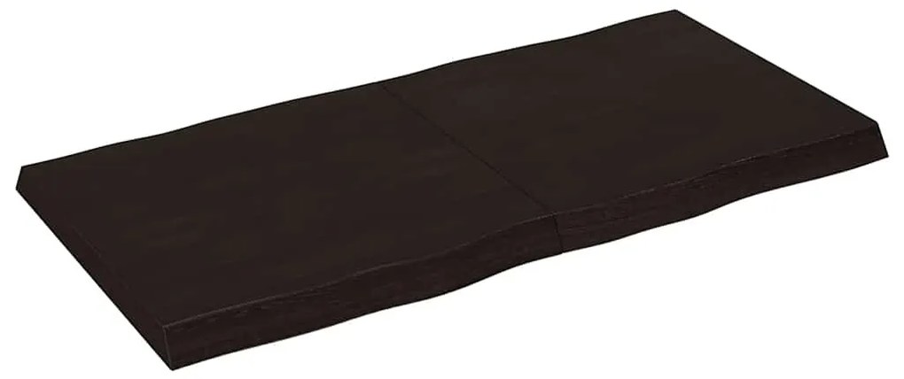 Tampo de mesa com bordas vivas maciço tratado castanho-escuro