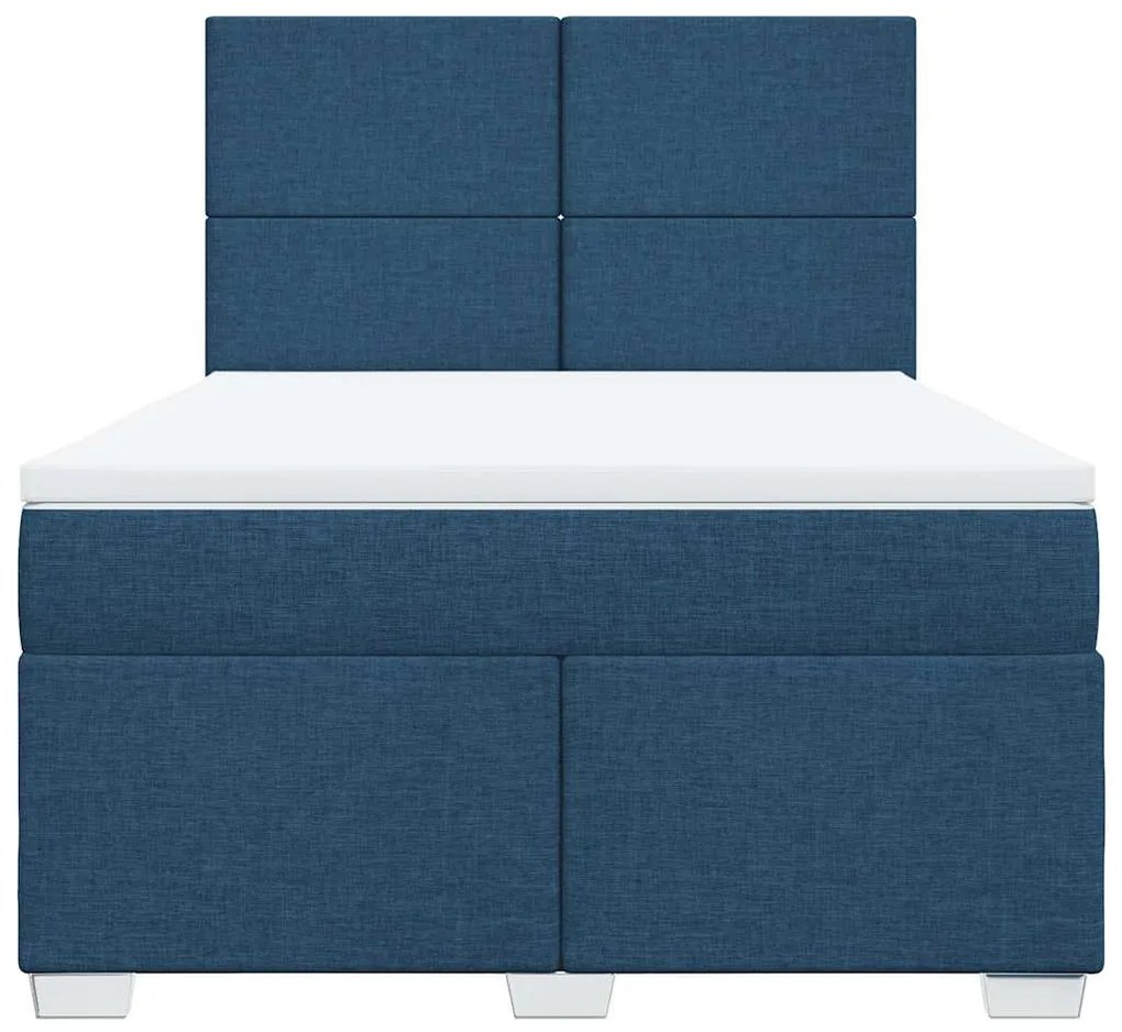 Cama com molas/colchão 140x190 cm tecido azul