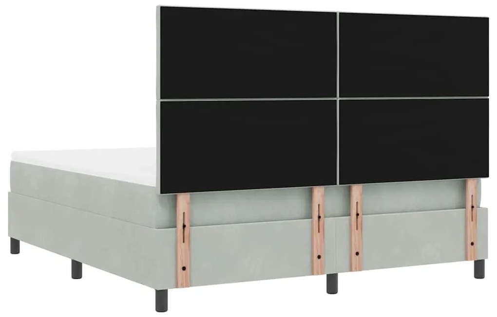 Cama Box Spring vidaXL com Colchão e Luz LED Cinza Claro 180x200 cm Ve