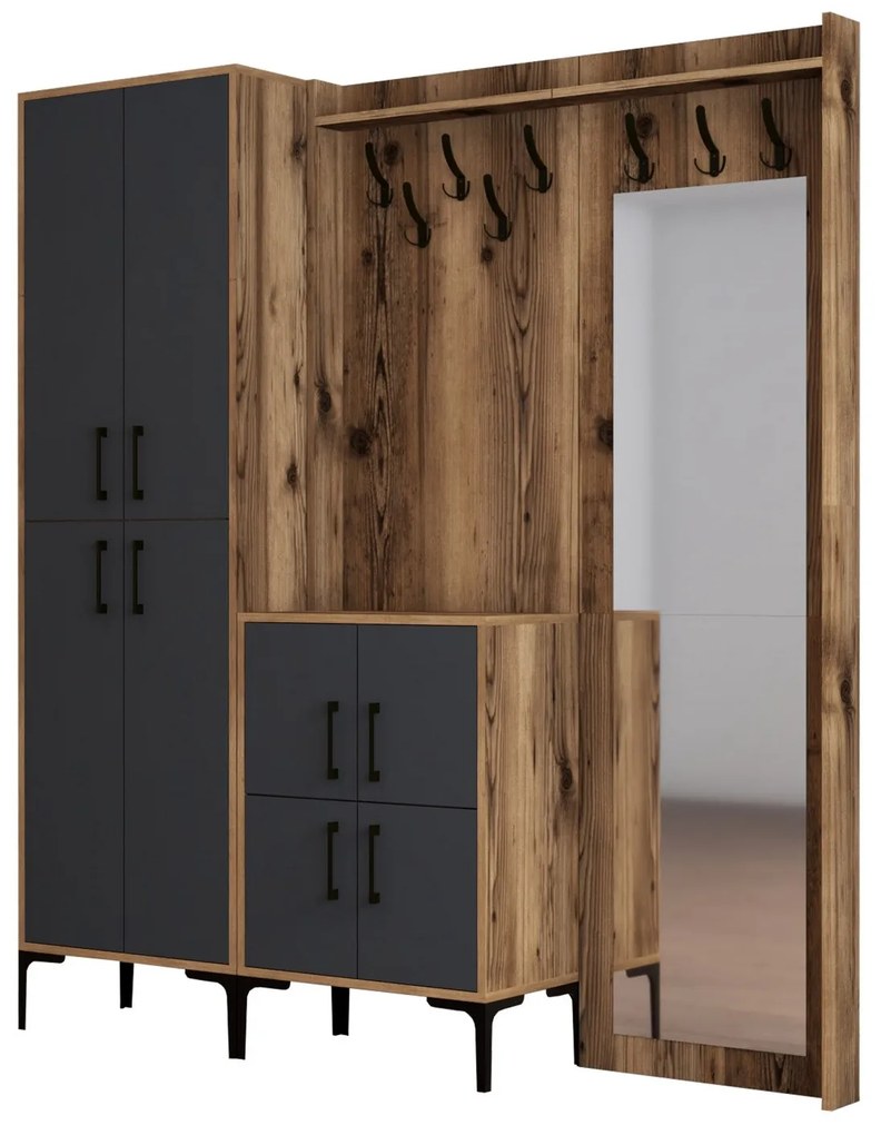 Cabideiro Berlin ABC – Nogueira e Antracite – 180x200x35 cm