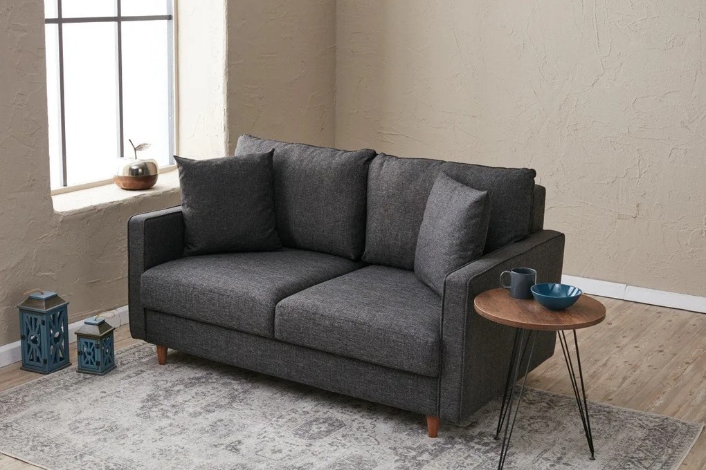 Sofá de 2 Lugares Eva – Antracite – 155x82x90 cm