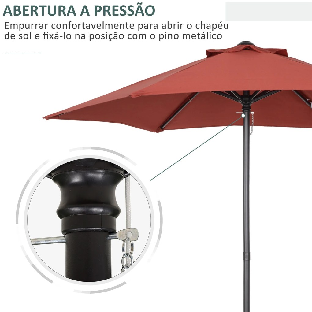 Chapéu de Sol de Jardim Ø2x2 m Chapéu de Sol com Mastro de Alumínio Ma