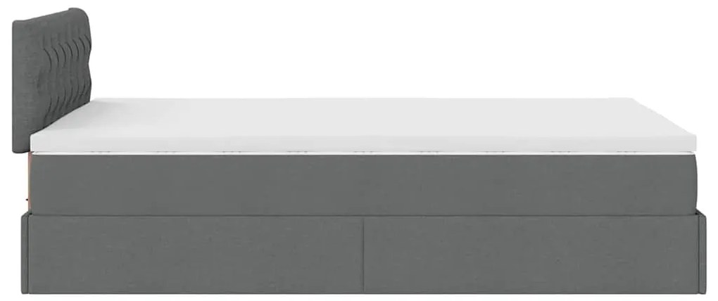 Cama otomana com colchão&amp;LEDs 120x190 cm tecido cinzento escuro