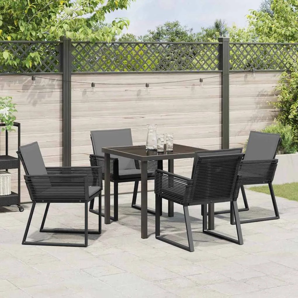 Conjunto de Jantar de Jardim com Almofadas - 5 Peças em Polirattan Pre