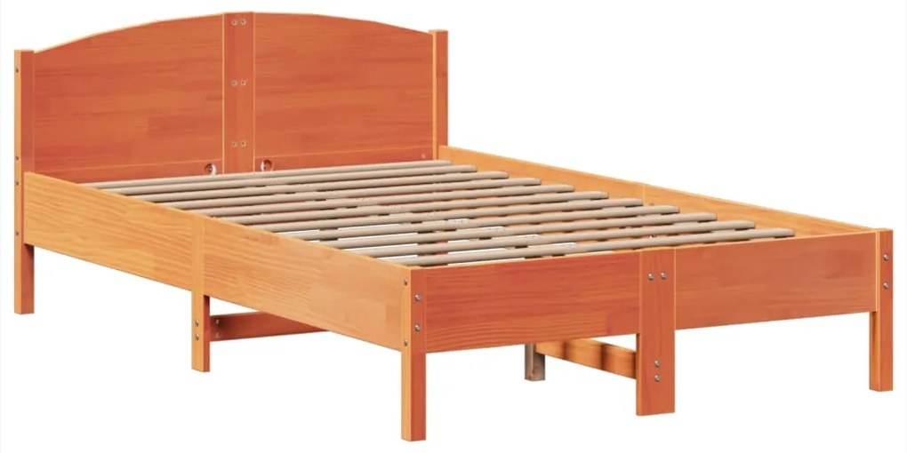 Cama c/ estante sem colchão 120x190cm pinho maciço castanho-mel