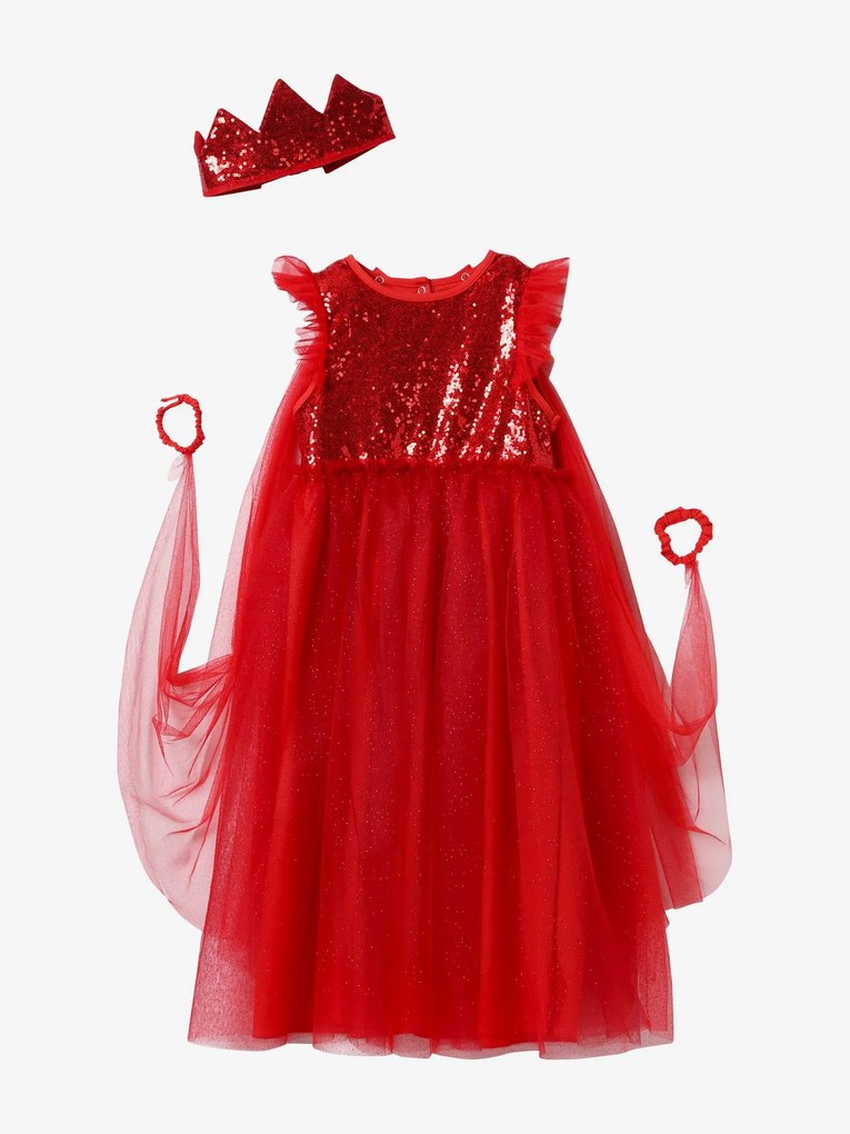 Agora -30%: Disfarce de princesa com véu e coroa vermelho