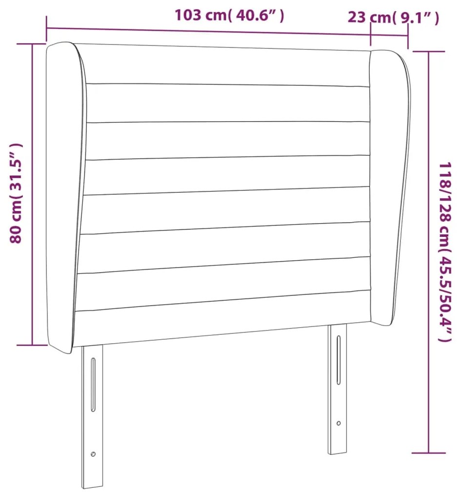 Cabeceira cama c/ abas tecido 103x23x118/128 cm castanho-escuro