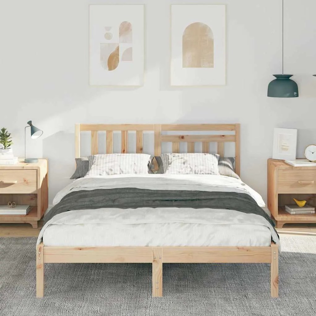 Estrutura da Cama com cabeceira Castanho 140 x 190 cm