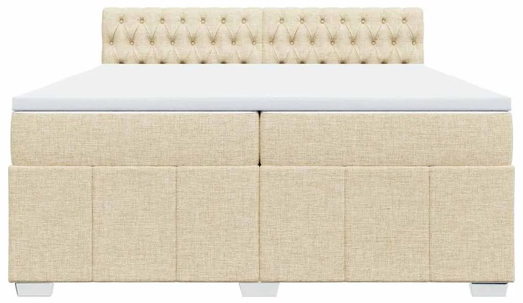 Cama com molas/colchão 200x200 cm tecido cor creme