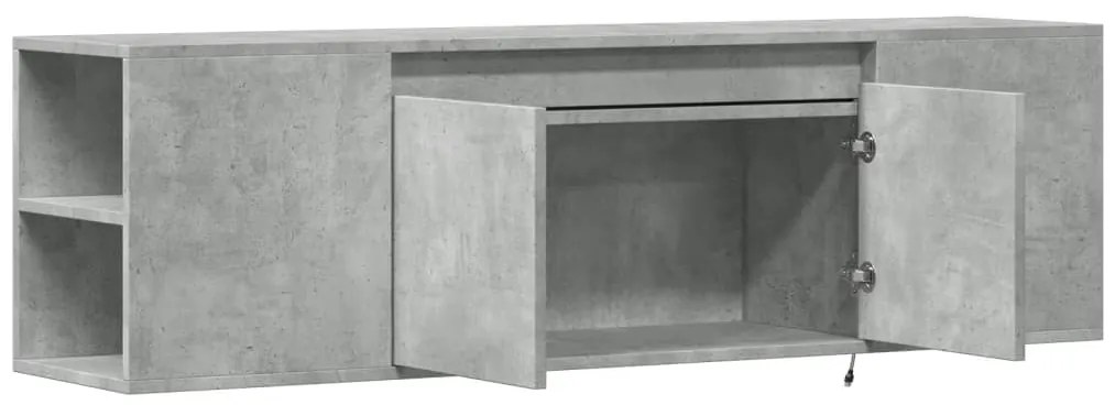 Móvel de parede p/TV c/luzes LED 135x31x39,5cm cinzento cimento