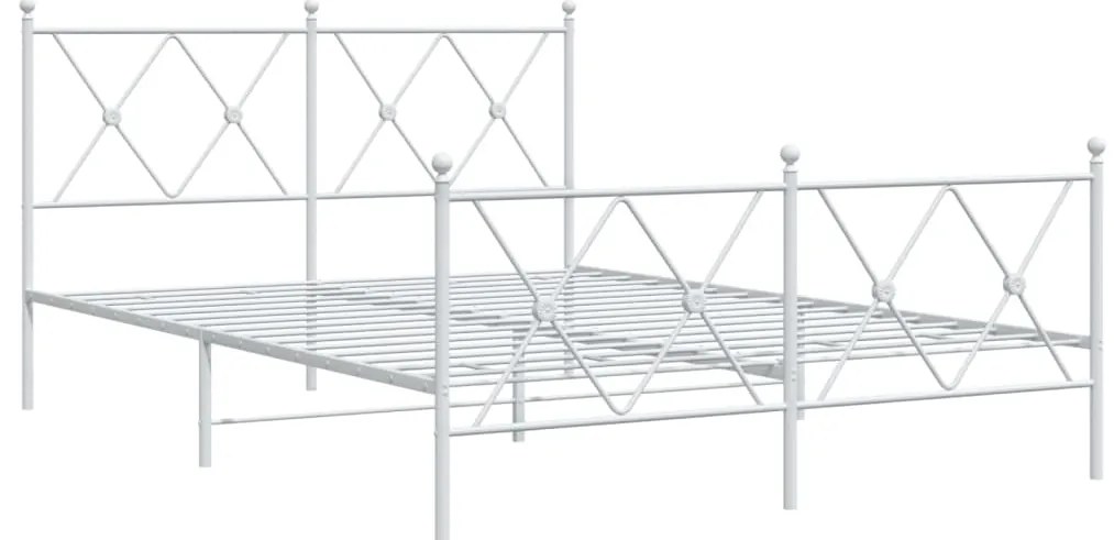 Estrutura de cama com cabeceira e pés 140x200 cm metal branco