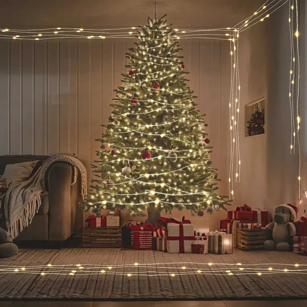 Cordão de luzes com 300 LED 30 m branco quente