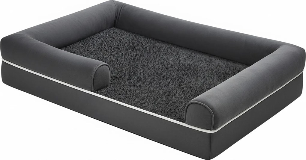 Cama ortopédica para animais de estimação 106,5 x 71,5 cm x 18,5 cm com capa removível, sofá para cães para a sala de estar, estofamento macio cinzent