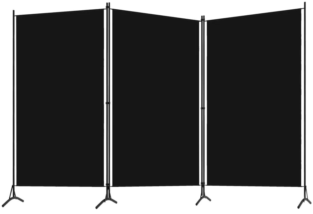 Divisória de quarto com 3 painéis 260x180 cm preto