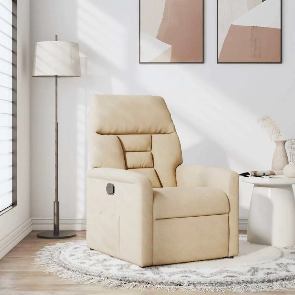 Poltrona reclinável tecido de microfibra cor creme