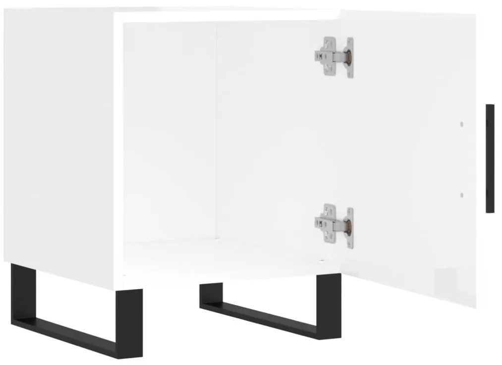 Mesa cabeceira 2pcs 40x40x50cm deriv. madeira branco brilhante
