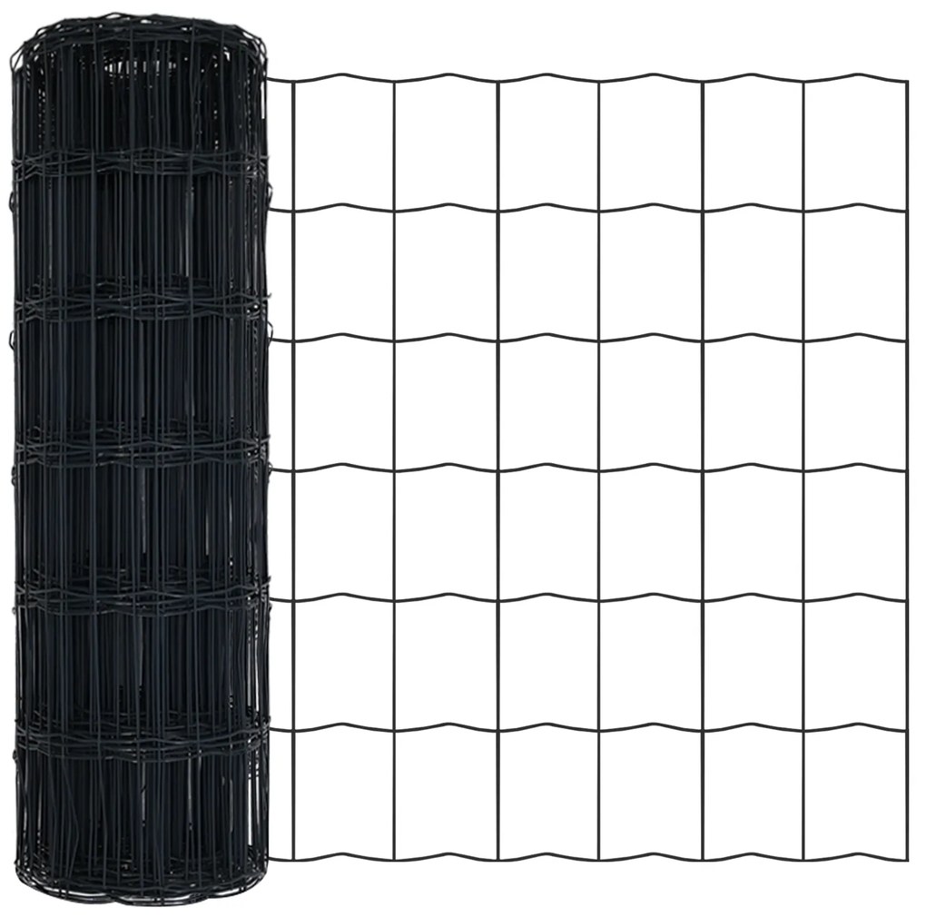 Cerca Euro com 13 Posts 0.6x50 m Aço Galvanizado Cinza