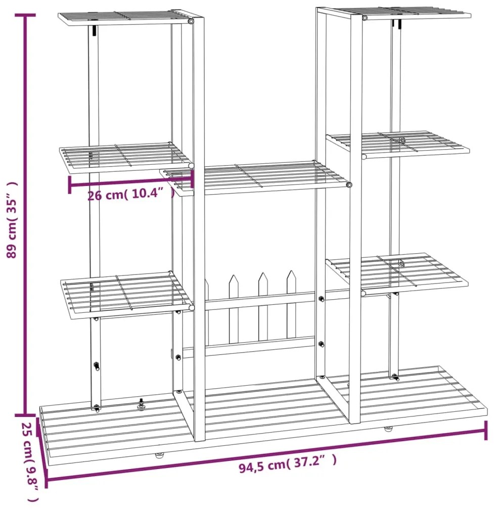 Suporte de vasos 94,5x25x89 cm ferro branco