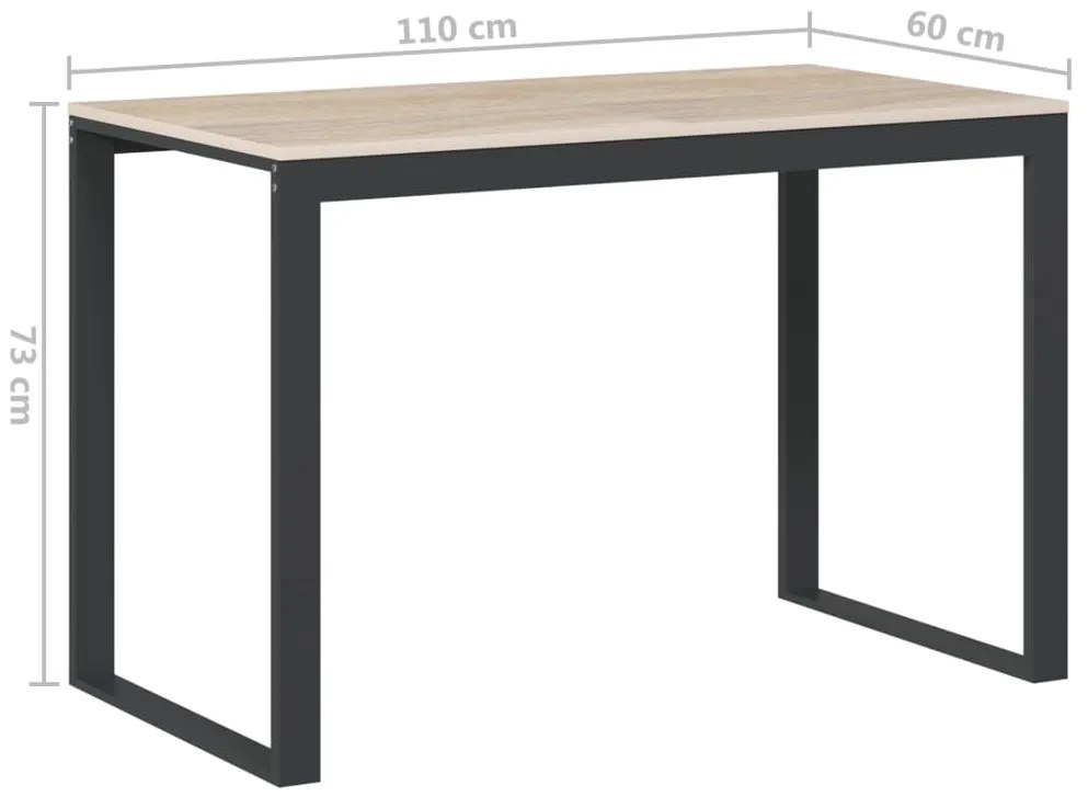 Secretária computador 110x60x73 cm contraplacado preto/carvalho
