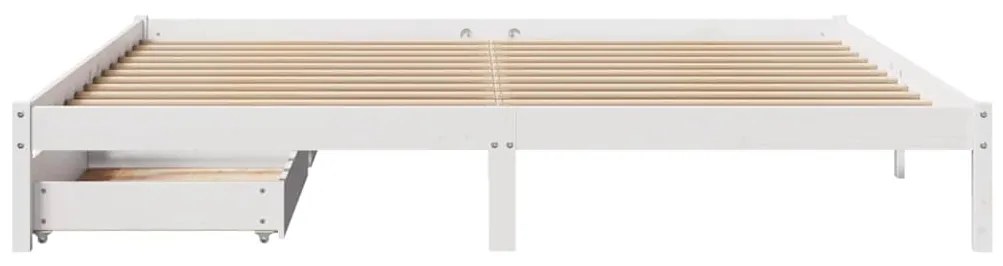Cama sem colchão 200x200 cm madeira de pinho maciça branco