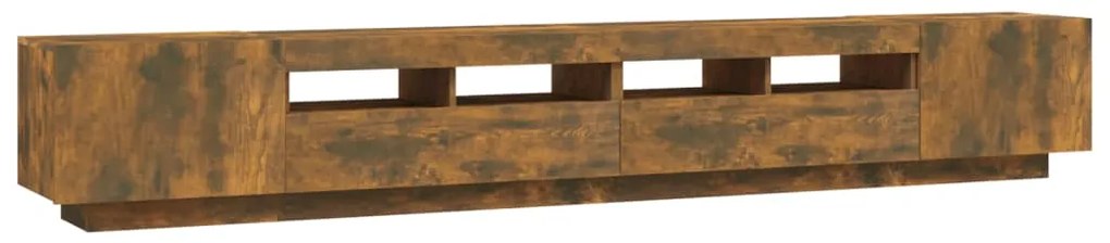 Conjunto móveis de TV 3pcs c/ LEDs madeira carvalho fumado